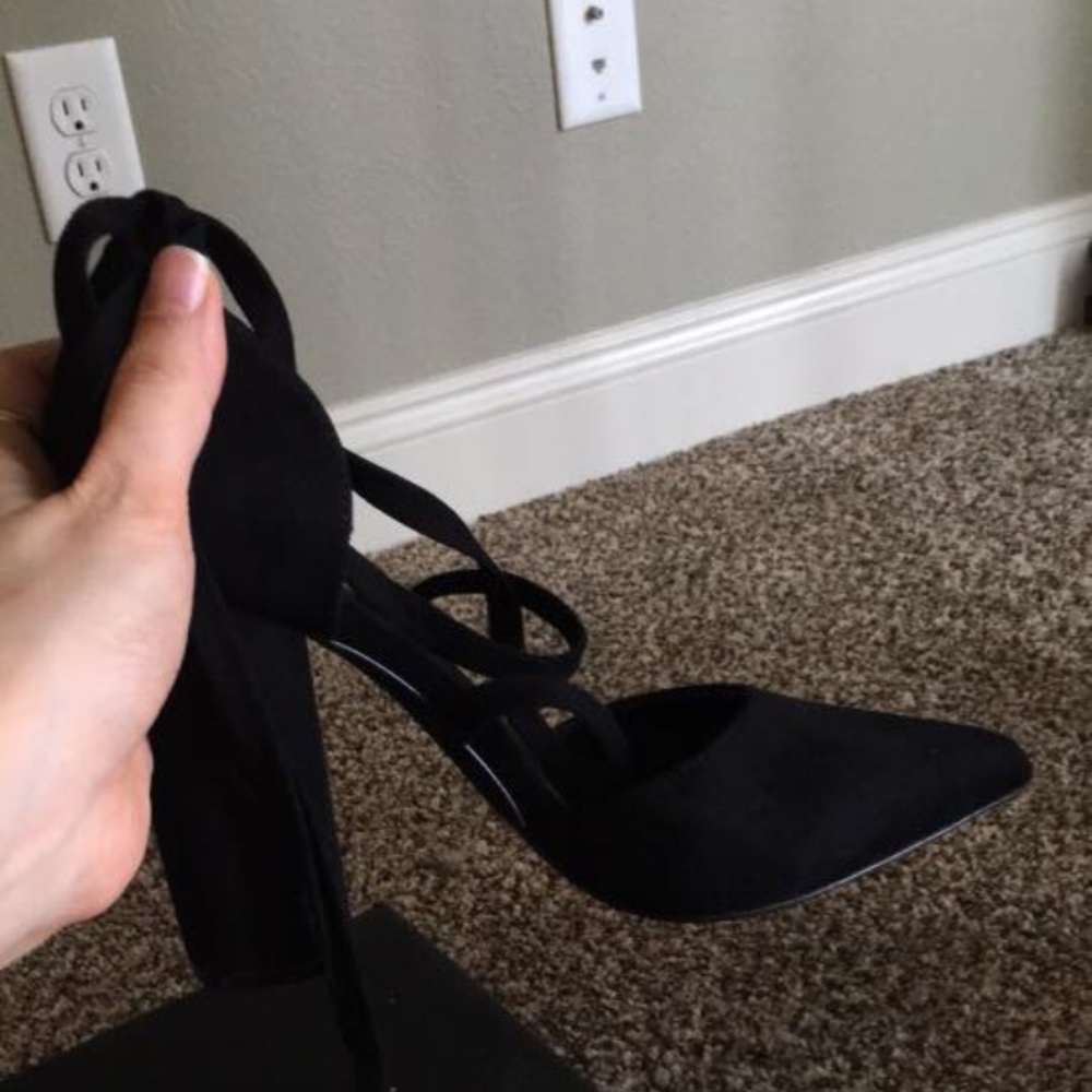 Olivia black suede high heels